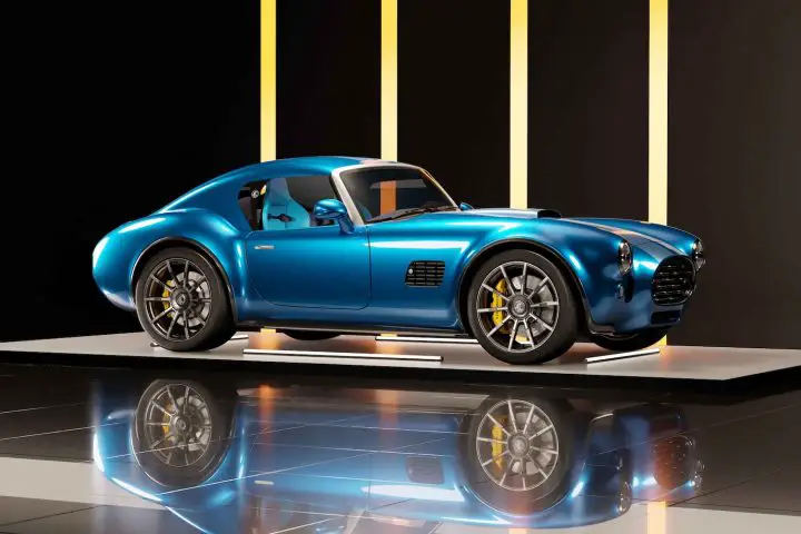 A photo showing the exterior of the AC Cars GT Coupe from a front three quarters angle.