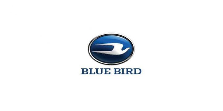 A photo of the Blue Bird logo.