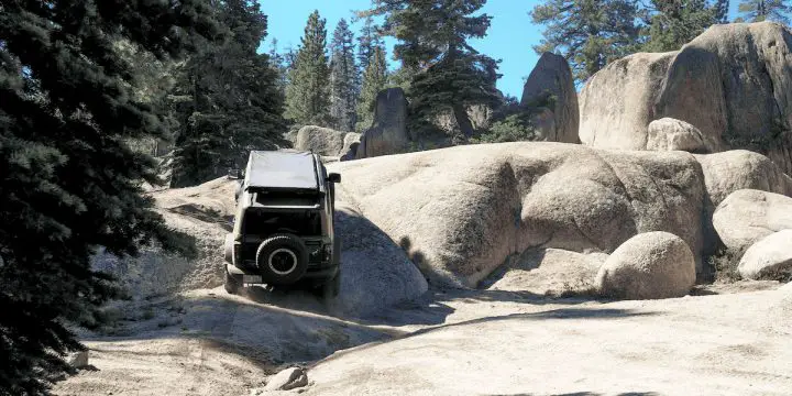 A photo showing the exterior of a Ford Bronco from a rear angle.