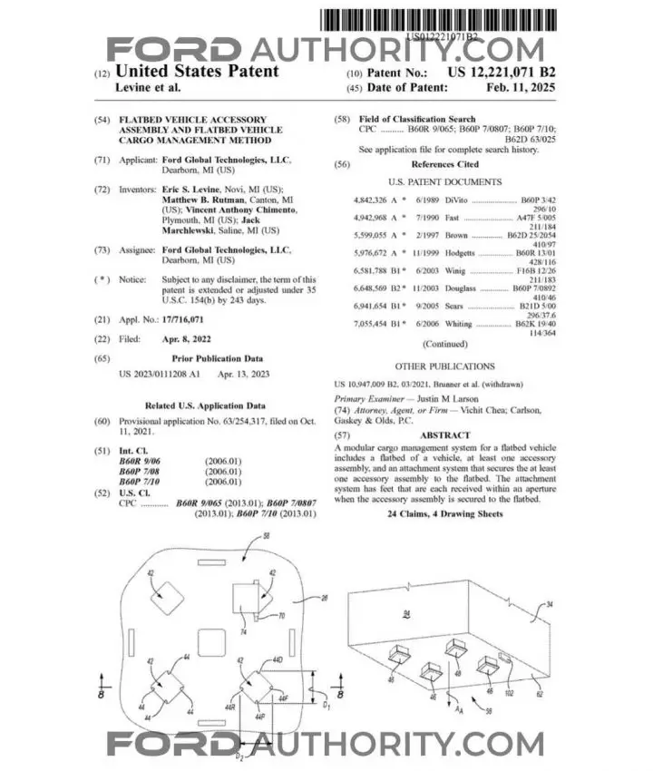 A Ford patent for a cargo management system for flatbed trucks.