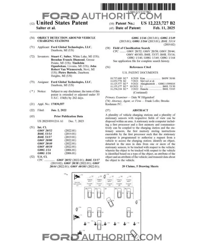 A Ford patent for an EV charger object warning system.