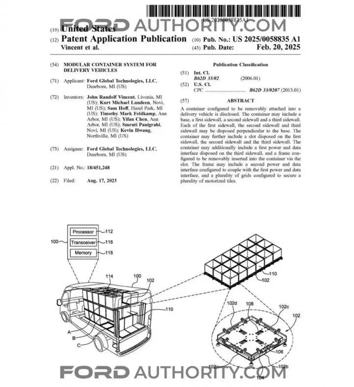 A Ford patent for a modular container system.