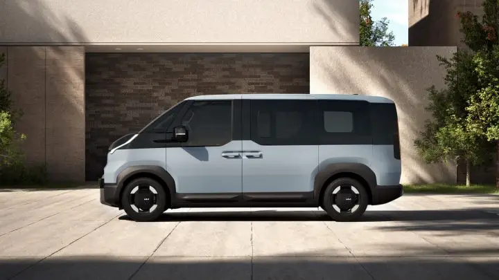 A photo showing the exterior of the Kia PV5 from a side angle.