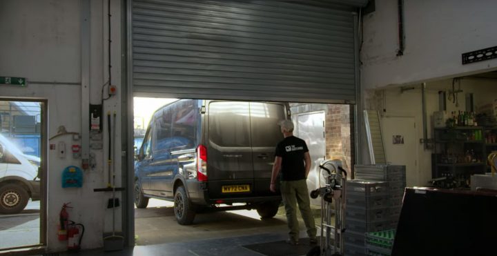 Video still showing Lewis Spindlove and his Ford Transit van, which was recovered thanks to Ford Pro Telematics services.