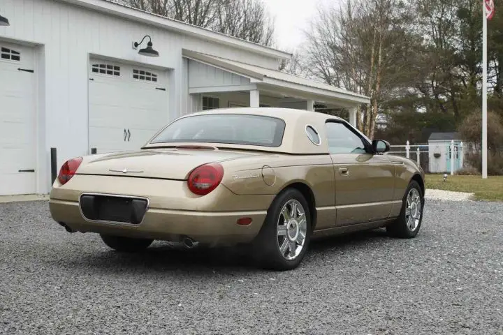 A photo showing the exterior of a 2005 Ford Thunderbird from a rear three quarters angle.
