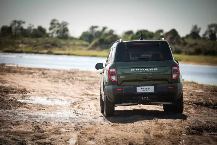 A photo showing the exterior of the 2025 Ford Bronco Sport from a rear angle.