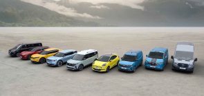 A photo showing the exterior of the 2025 Ford European EV lineup from a front three quarters angle.