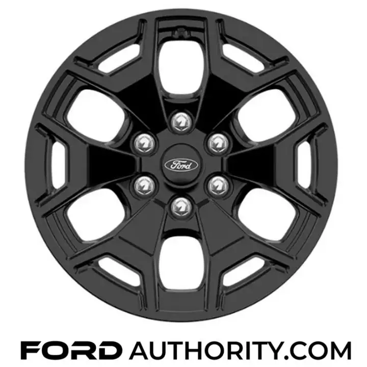 Photo of the 18-inch Gloss Black alloy wheel, which is one of four offered on the 2025 Ford F-150 Lightning. 