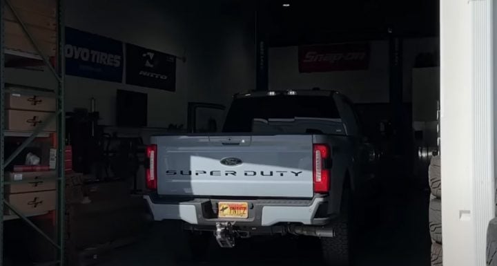 Video still of the 2025 Ford Super Duty having its SecuriCode keypad installed. The feature is now a dealer-installed rather than factory option.