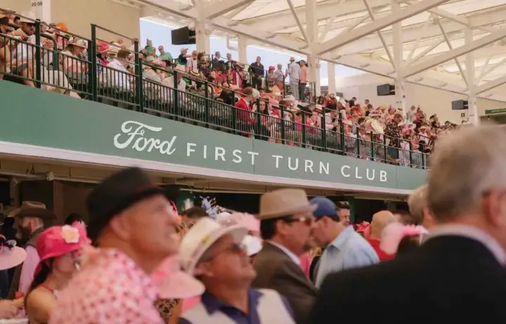 A photo showing the new Ford First Turn Club at Churchill Downs for the 2025 Kentucky Derby.