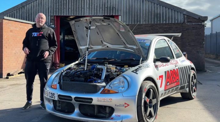 Video still of the race prepared Ford Ka, which features a YB Cosworth engine and a host of bodywork and other modifications. 