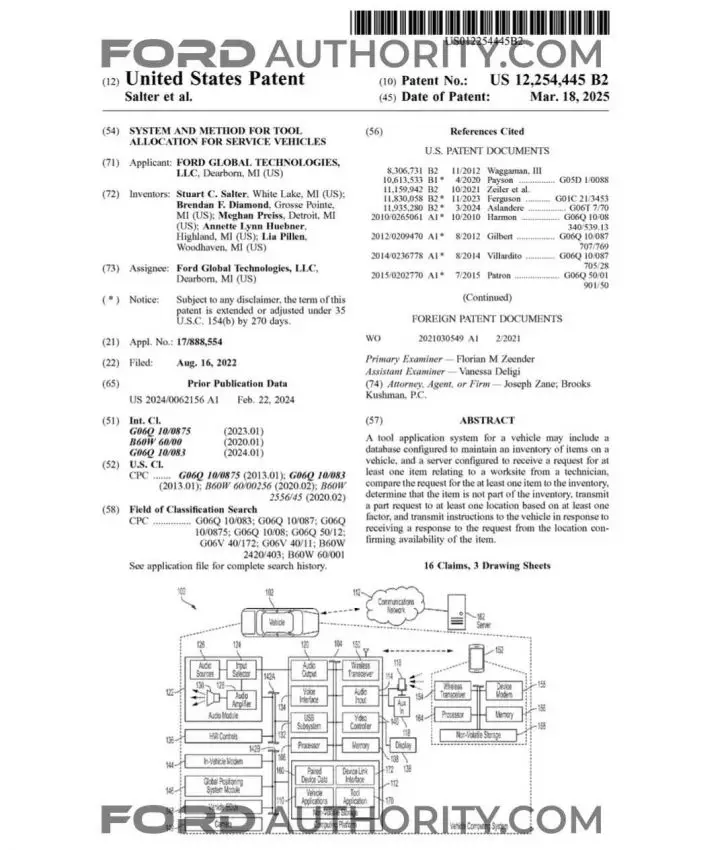 A Ford patent for a tool allocation system.