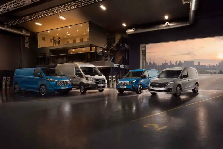 A photo showing the Ford Pro EV lineup in Europe.