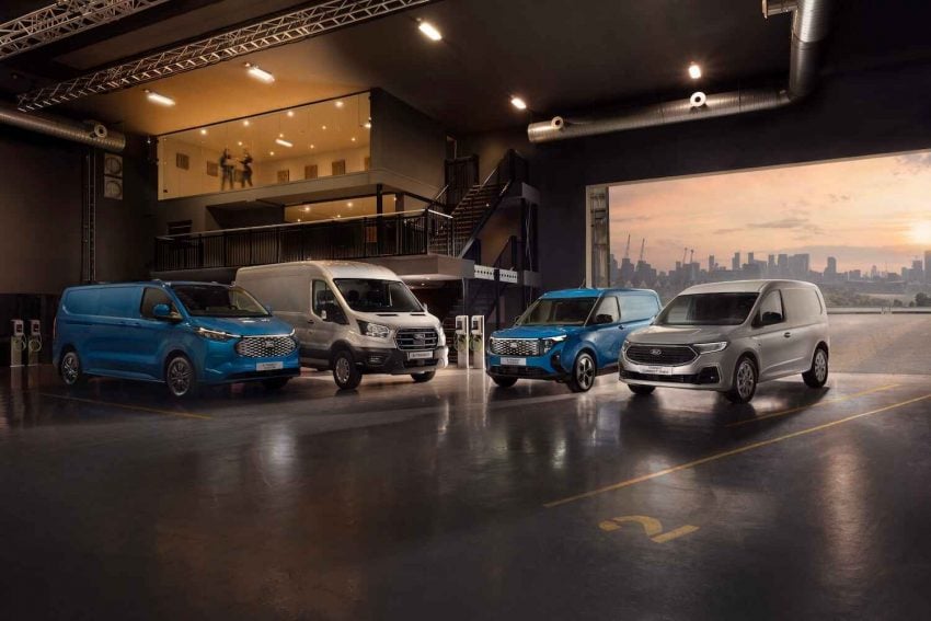 A photo showing the Ford Pro EV lineup in Europe.