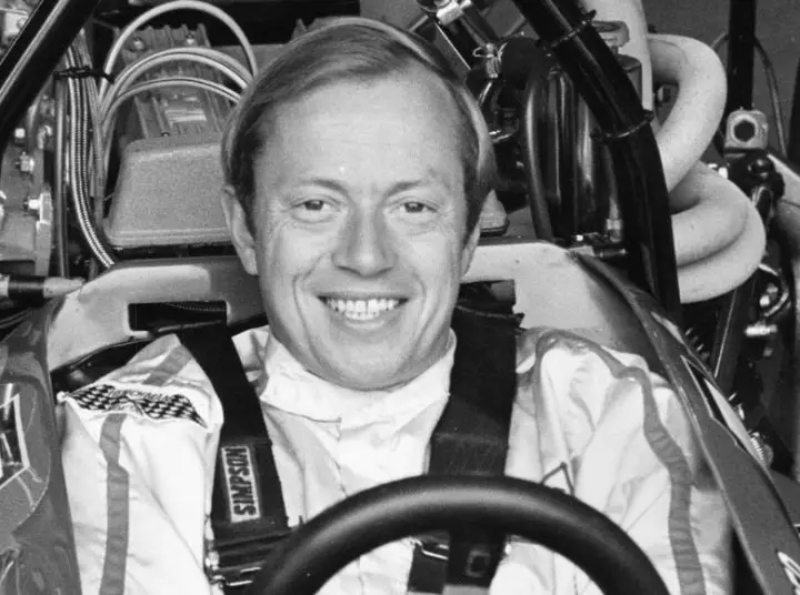 Photo of Formula Ford driver Skip Barber in the seat of his race car in the 1970s. Barber was recently inducted into the Motorsports Hall of Fame. 