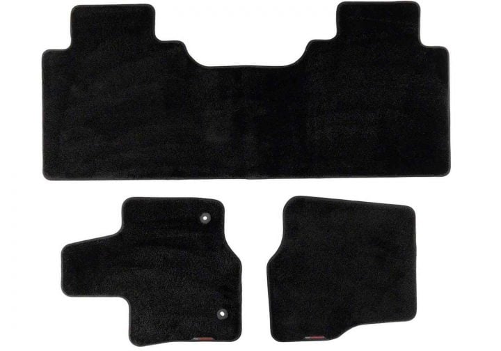 A photo showing the new 2021-2025 Ford F-150 premium floor mats.