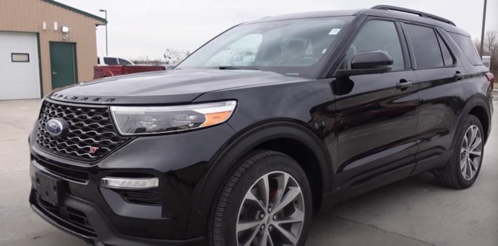 Video still of the 2020 Ford Explorer acquired from Copart, shown from a front three-quarters angle after its restoration was complete.