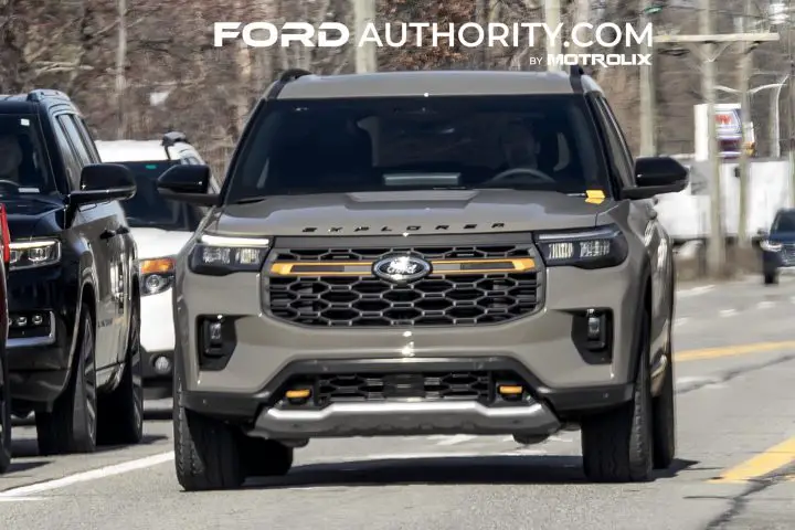 A photo showing the exterior of the 2025 Ford Explorer Tremor from a front angle. 