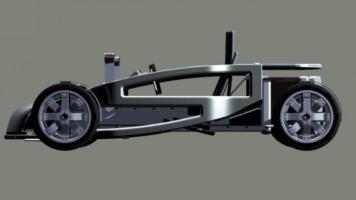 A rendering showing a side view of the Ford MA Concept vehicle. The concept car was designed as a kit car to be assembled by the customer.