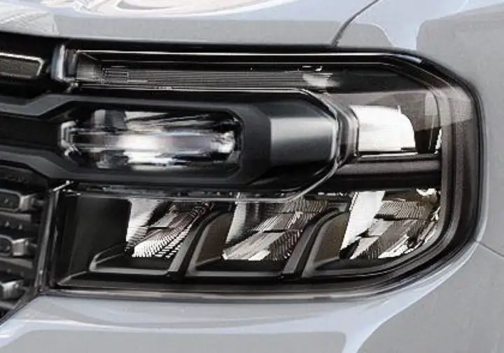 Close up of the smoked headlamp lens kit offered on the 2022 through 2024 Ford Maverick pickup. The kit is priced at just under $1,400 for the set. 