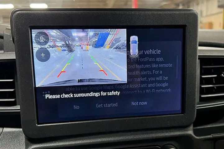 Photo showing the eight-inch 2025 Ford Police Interceptor Utility screen, which is one of two options offered on the law enforcement-grade crossover.
