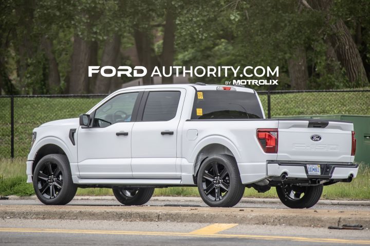Side rear three-quarters view of 2025 Ford F-150 Lobo prototype.
