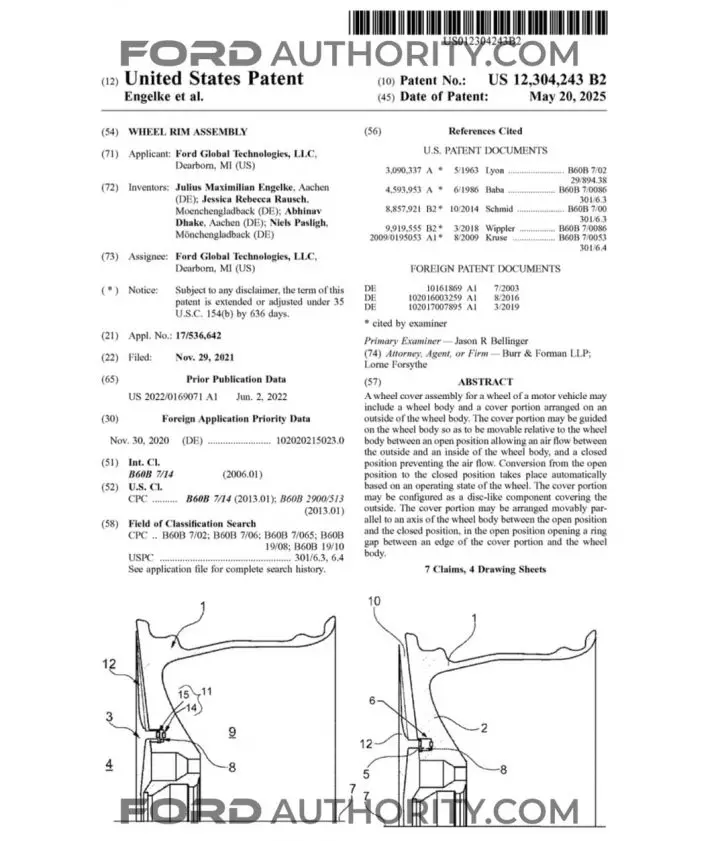 A Ford patent filing for air flow adjusting wheels.
