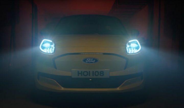 A photo showing the exterior of the Ford Puma Gen-E from a front angle.