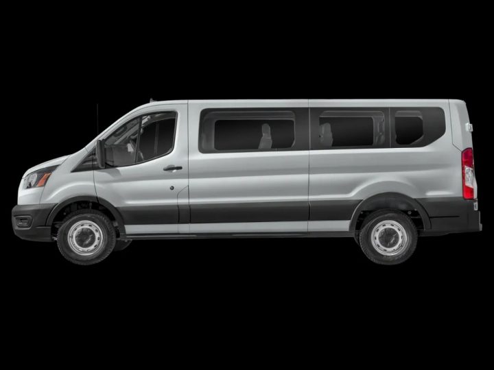 A photo showing the exterior of the Ford Transit T-350 XLT Low Roof RWD 148 from a side angle.