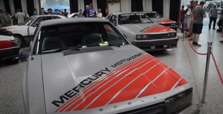 Video still of the only three 1985 Mercury Capri Motorsport examples that were painted silver. Overall, only 54 of these muscle cars exist. 