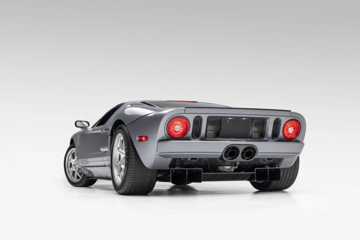 A photo showing the exterior of a 2006 Ford GT from a rear three quarters angle.