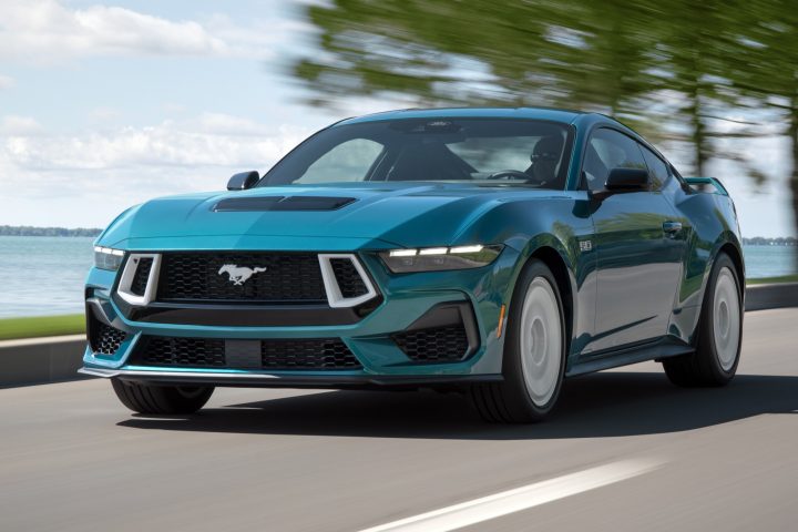 2026 Ford Mustang FX Package, front three quarter view on road.