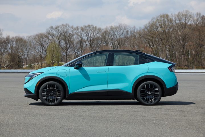 A photo showing the exterior of the 2026 Nissan Leaf from a side angle.