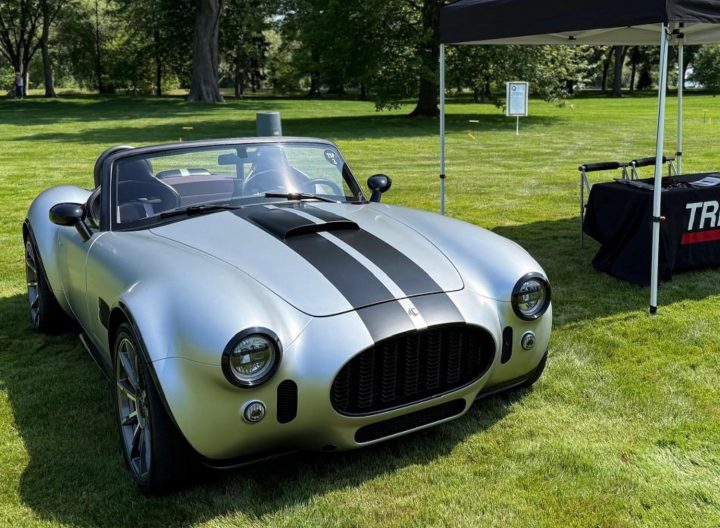 A photo showing the exterior of the AC Cars GT Roadster from a front three quarters angle.