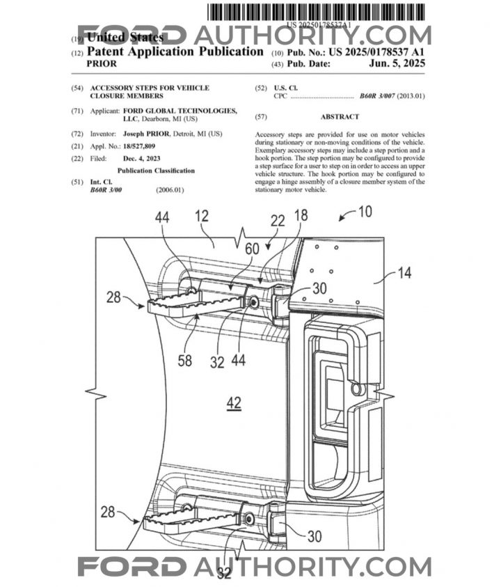 A Ford patent filing for a new type of accessory steps for the Ford Bronco.