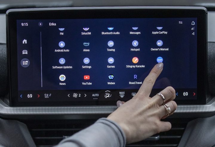 A photo showing the new Zoom Meeting app for the Ford Digital Experience.