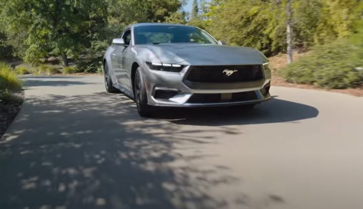 Video still of the Ford Mustang EcoBoost as seen in Apple's keynote speech regarding updates headed for Apple CarPlay.
