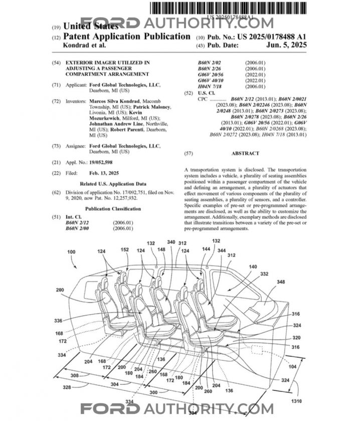 A Ford patent for a passenger compartment seating adjustment system.
