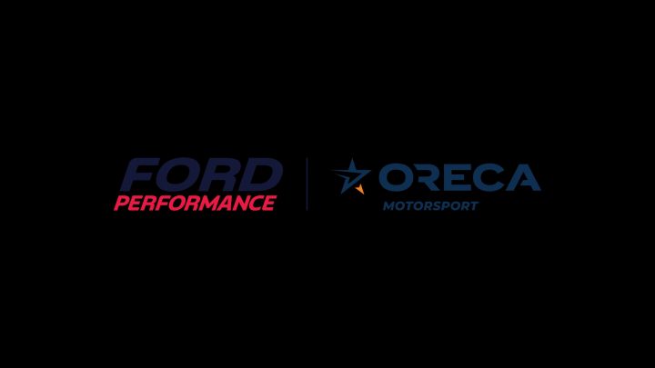 Photo of Ford Performance logo alongside chassis manufacturer ORECA Motorsport, which will supply the bones for the future Ford Hypercar project.