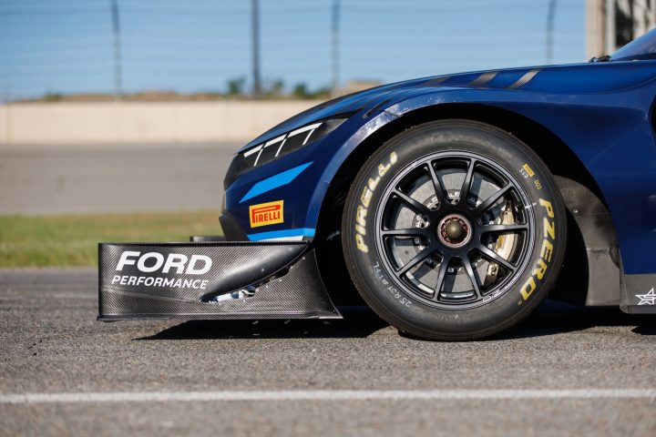 Ford Super Mustang Mach-E front driver side tire, official press photo. 