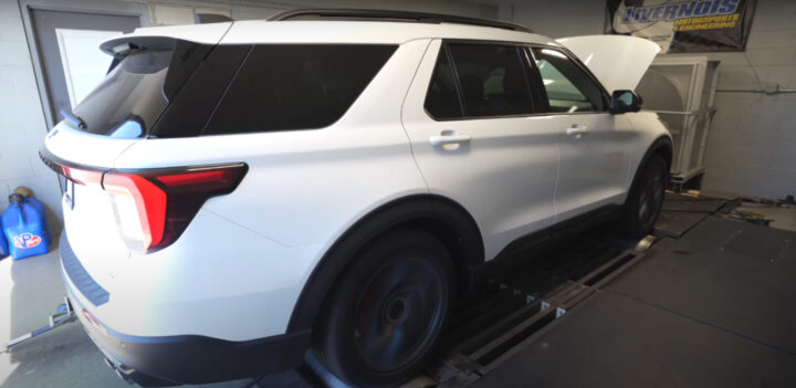 Video still of the 2025 Ford Explorer ST on the dyno. Livernois Motorsports is able to increase its power with a simple flash tune.