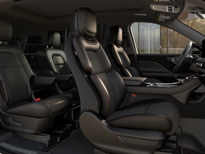 Interior view of the 2025 Lincoln Aviator Black Label featuring the Invitation theme, which is one of three offered on the luxury crossover.