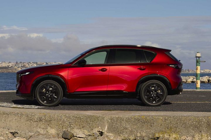 A photo showing the exterior of the 2026 Mazda CX-5 from a side angle.