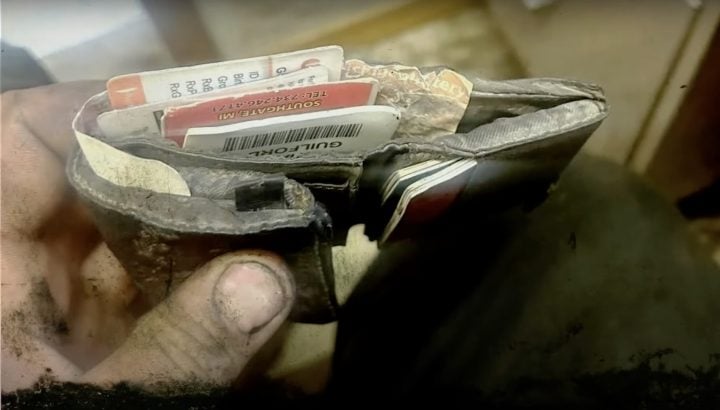 A photo of a wallet found inside a 2015 Ford Edge after it was lost years ago.