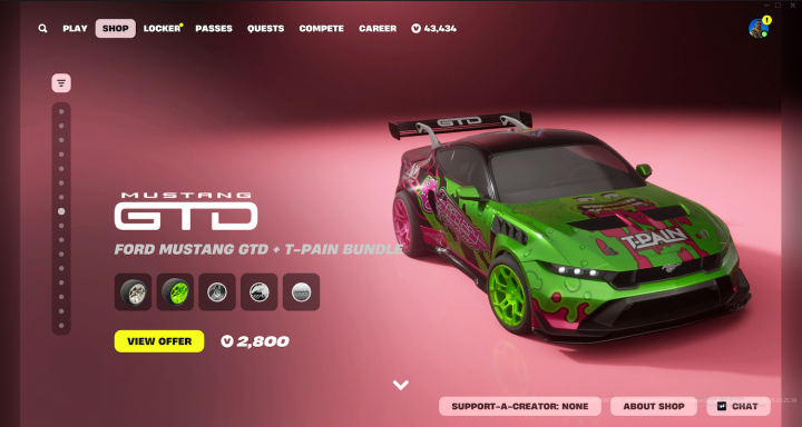 A photo showing the Ford Mustang GTD in Fortnite.