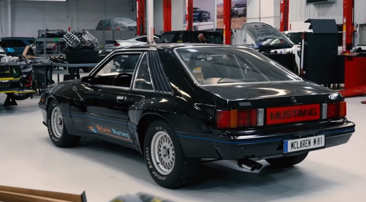 Video still of Vaughn Gittin Jr.'s Ford Mustang McLaren, a rare example of the Fox Body generation.