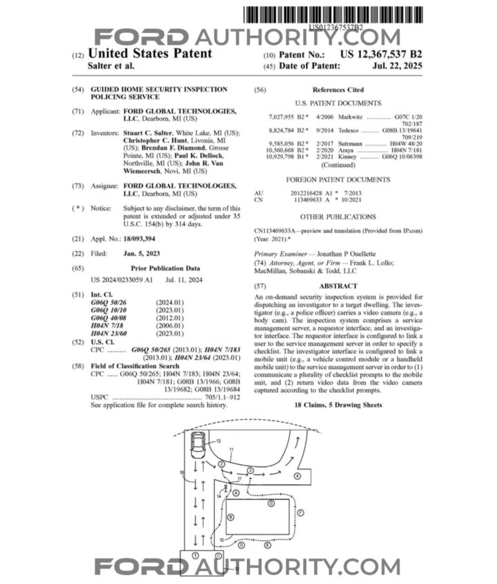 A Ford patent for a guided home security inspection policing service system.