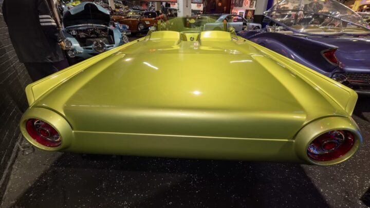 A photo showing the exterior of a 1963 Ford Thunderbird from a rear angle.