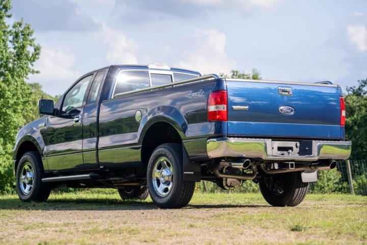 A photo showing the exterior of a 2004 Ford F-150 from a rear three quarters angle.