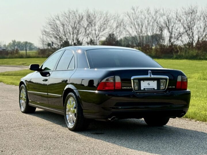 A photo showing the exterior of a 2005 Lincoln LS from a rear three quarters angle.